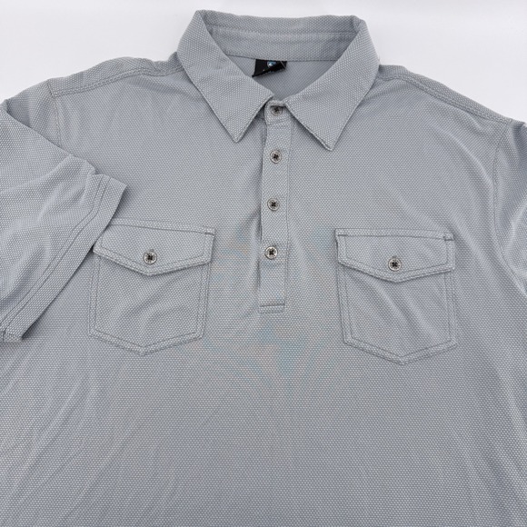 Kuhl Other - Kuhl Polo Shirt Mens Size L Gray Textured Short Sleeve Dual Chest Pockets